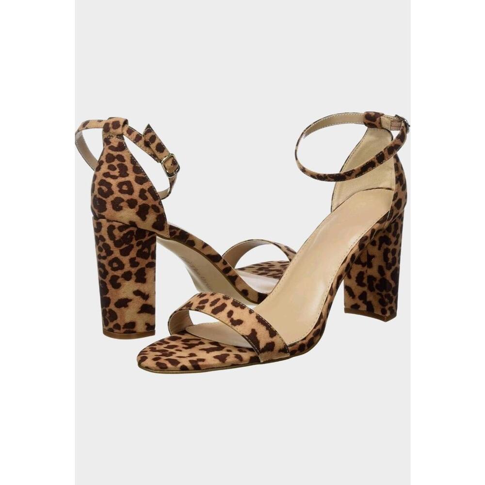 NEW The Drop Rebecca Leopard Print Strappy Heels Open Toe Women's 7.5 Glam Sexy